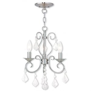 Livex Lighting Donatella Convertible Mini Chandelier Ceiling Mount in Nickel