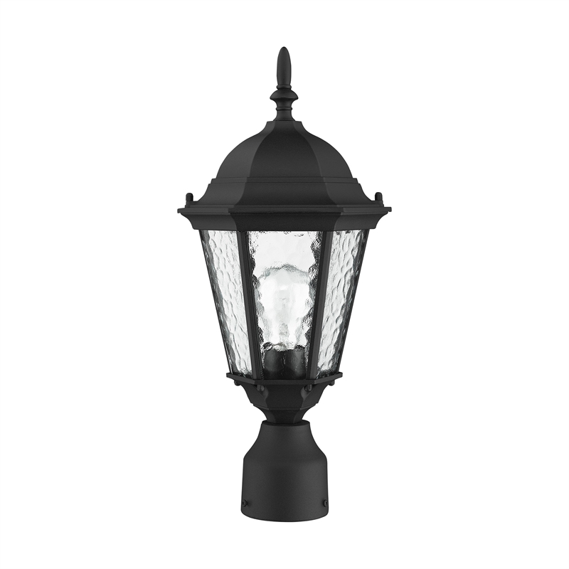 Livex Lighting Hamilton 1-Light Metal & Glass Outdoor Post Top Lantern in Black