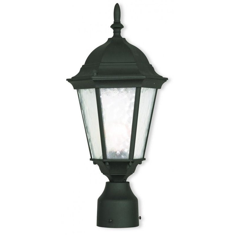 Livex Lighting Hamilton 1-Light Metal & Glass Outdoor Post Top Lantern in Black