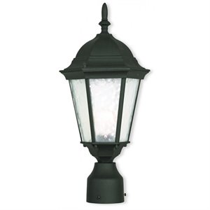 Livex Lighting Hamilton 1-Light Metal & Glass Outdoor Post Top Lantern in Black