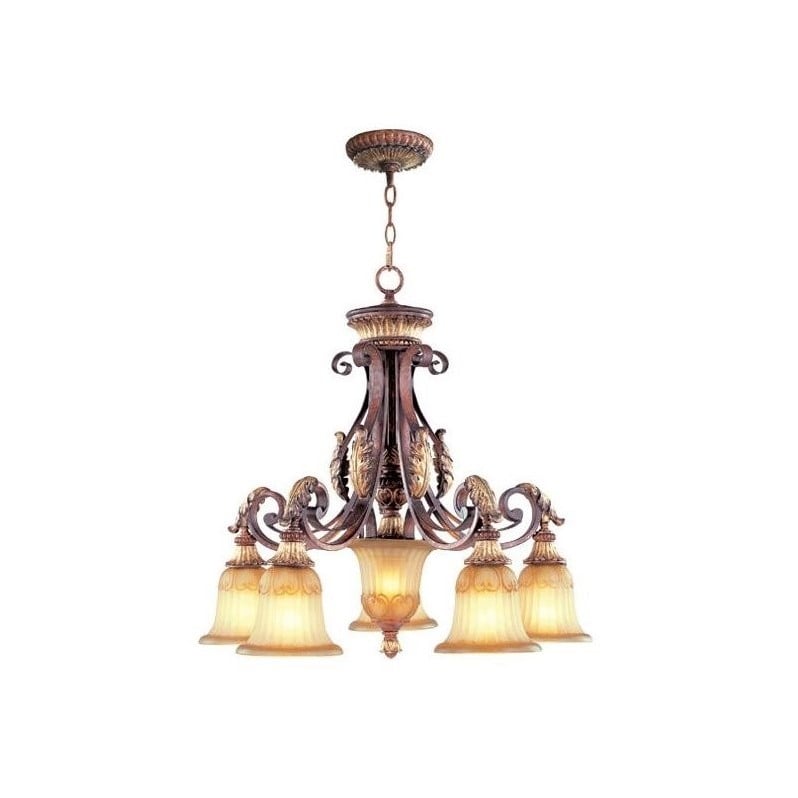 Livex Lighting Villa Verona Chandelier in Verona Bronze with Aged Gold Leaf
