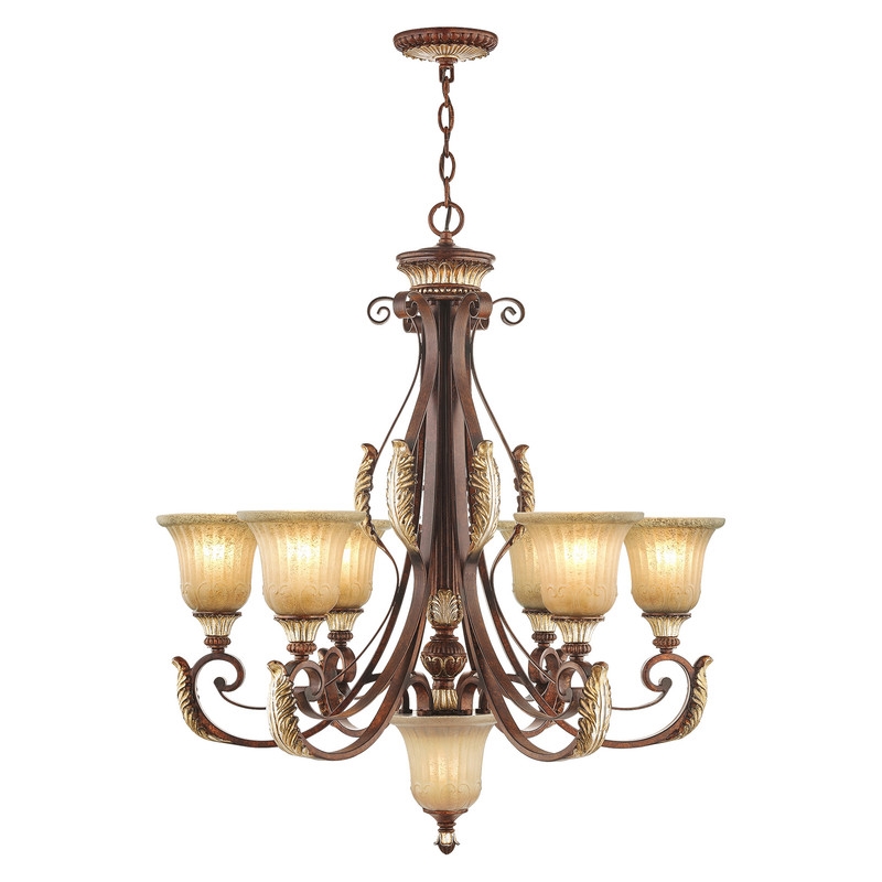 Livex Lighting Villa Verona Chandelier in Bronze with Aged Gold Leaf Multi-Color