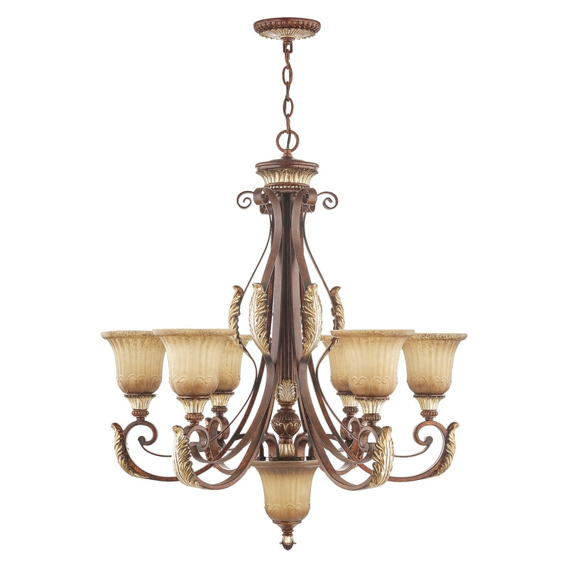 Livex Lighting Villa Verona Chandelier in Bronze with Aged Gold Leaf Multi-Color