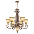 Livex Lighting Villa Verona Chandelier in Bronze with Aged Gold Leaf Multi-Color
