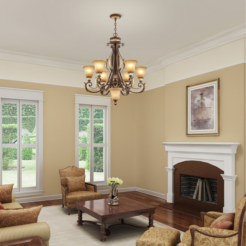 Livex Lighting Villa Verona Chandelier in Bronze with Aged Gold Leaf Multi-Color