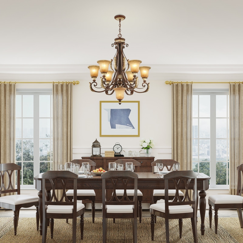 Livex Lighting Villa Verona Chandelier in Bronze with Aged Gold Leaf Multi-Color