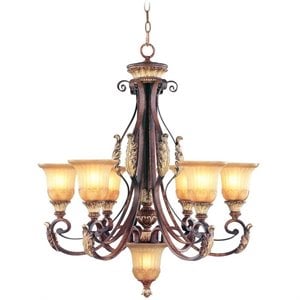 Livex Lighting Villa Verona Chandelier in Bronze with Aged Gold Leaf Multi-Color