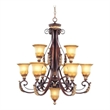 Livex Lighting Villa Verona Chandelier in Bronze with Aged Gold Leaf Multi-Color