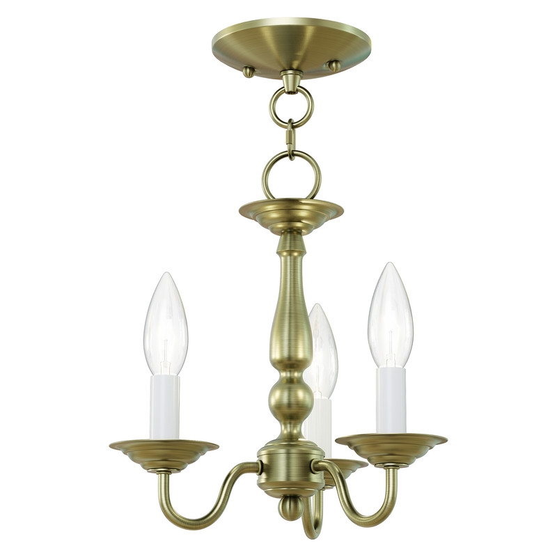 Livex Lighting Williamsburgh 3 Light Antique Brass Chain Hang/Ceiling Mount