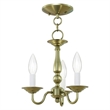 Livex Lighting Williamsburgh 3 Light Antique Brass Chain Hang/Ceiling Mount
