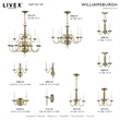 Livex Lighting Williamsburgh 3 Light Antique Brass Chain Hang/Ceiling Mount