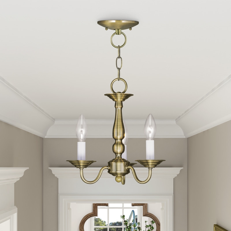 Livex Lighting Williamsburgh 3 Light Antique Brass Chain Hang/Ceiling Mount