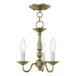 Livex Lighting Williamsburgh 3 Light Antique Brass Chain Hang/Ceiling Mount