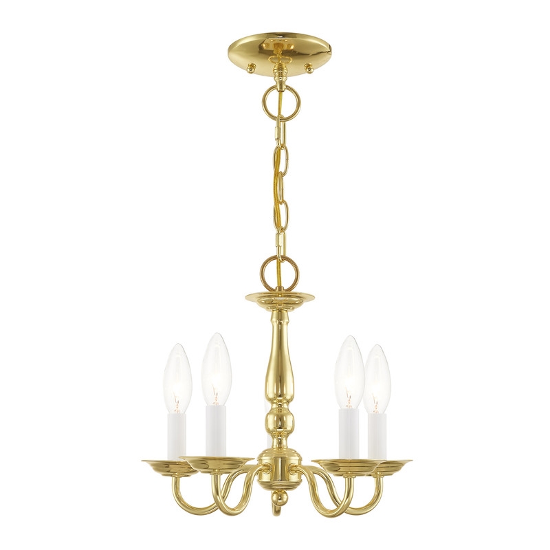Livex Lighting Williamsburgh 5 Light Polished Brass Chain Hang/Ceiling Mount