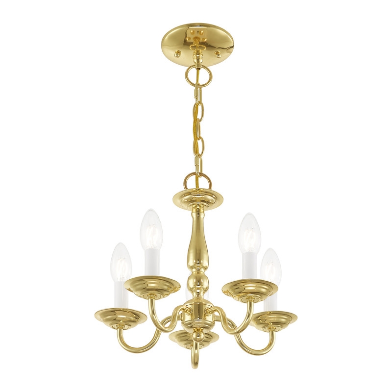 Livex Lighting Williamsburgh 5 Light Polished Brass Chain Hang/Ceiling Mount