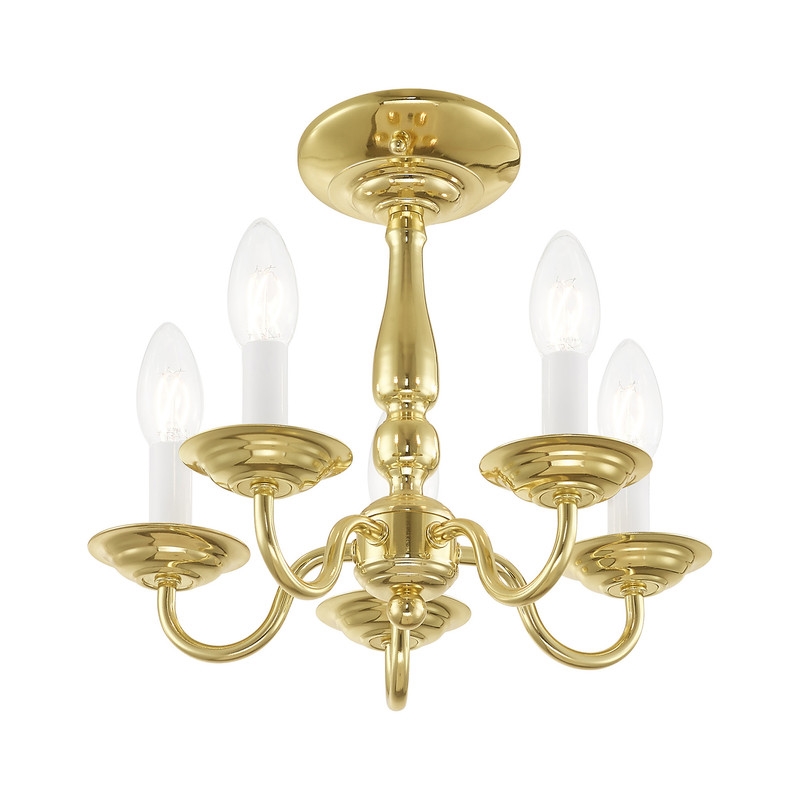 Livex Lighting Williamsburgh 5 Light Polished Brass Chain Hang/Ceiling Mount
