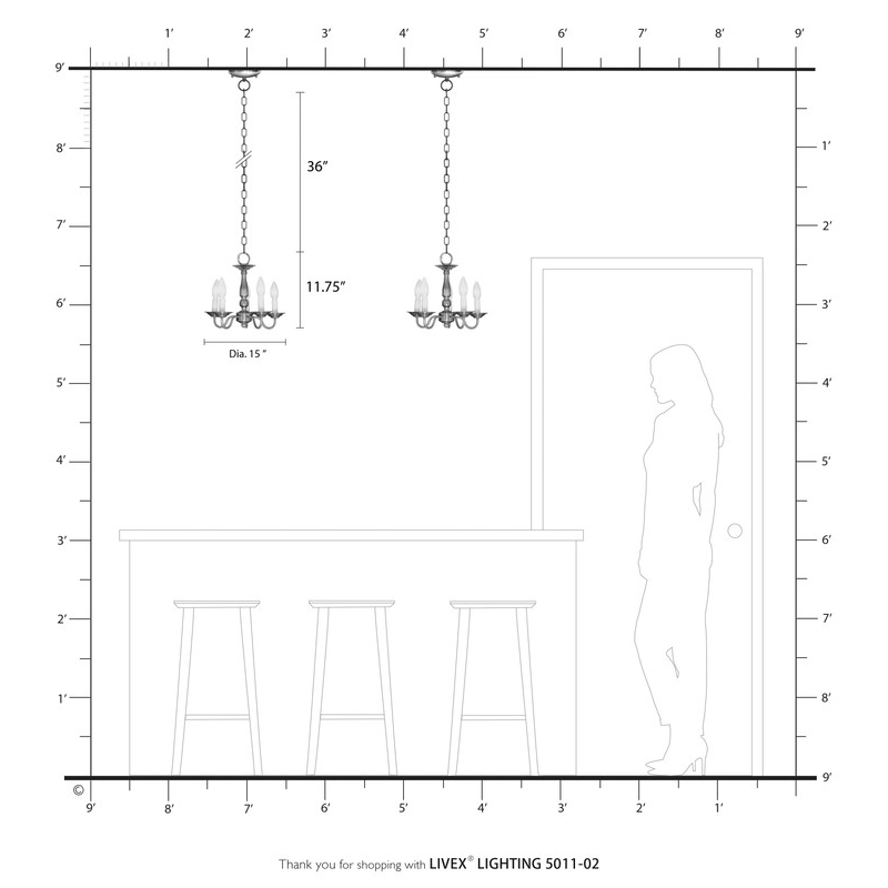 Livex Lighting Williamsburgh 5 Light Polished Brass Chain Hang/Ceiling Mount