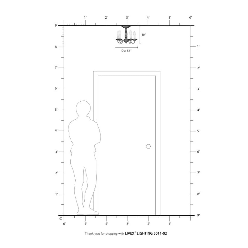 Livex Lighting Williamsburgh 5 Light Polished Brass Chain Hang/Ceiling Mount