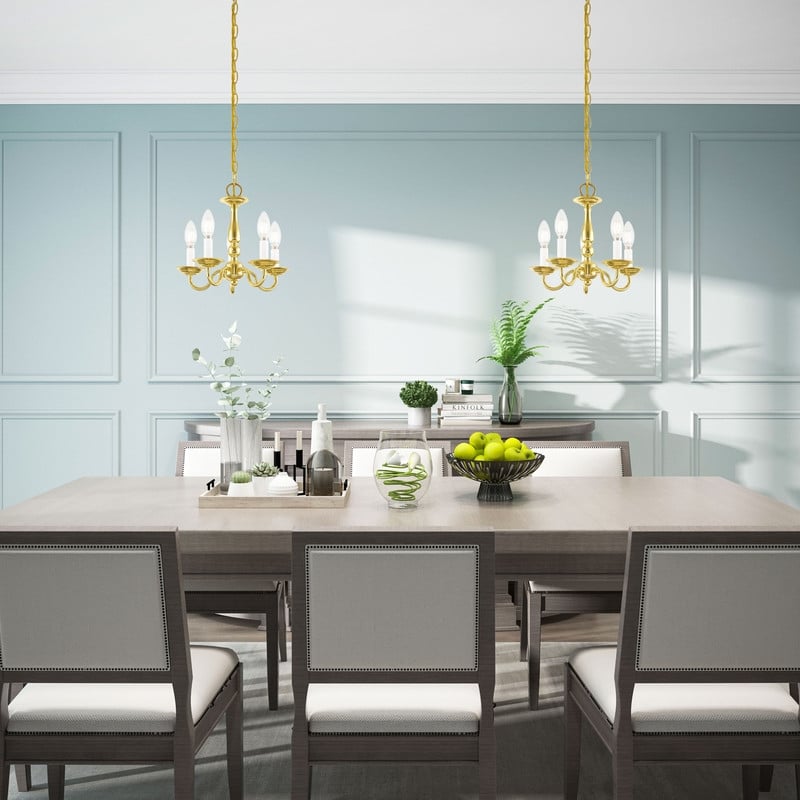 Livex Lighting Williamsburgh 5 Light Polished Brass Chain Hang/Ceiling Mount