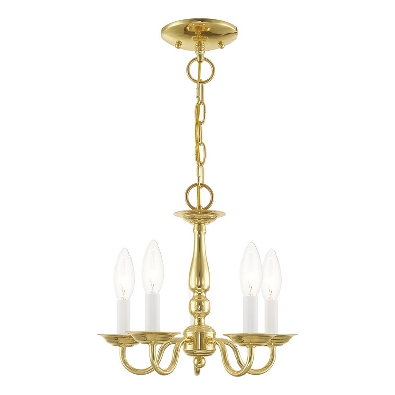 Livex Lighting Williamsburgh 5 Light Polished Brass Chain Hang/Ceiling Mount