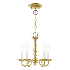 Livex Lighting Williamsburgh 5 Light Polished Brass Chain Hang/Ceiling Mount