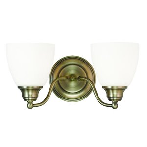 livex lighting somerville 2 bath light in antique brass