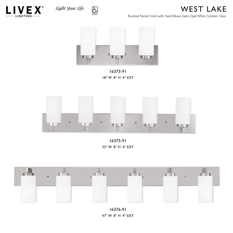 Livex Lighting West Lake Bath Light in Brushed Nickel