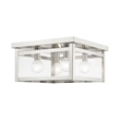 Livex Lighting Milford 4-Light Metal & Glass Ceiling Mount in Brushed Nickel