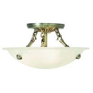 Livex Lighting Oasis Ceiling Mount in Antique Brass