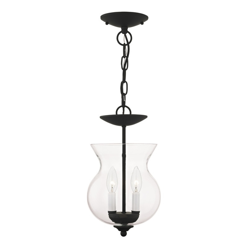 Livex Lighting 2 Light Black Chain Hang/Ceiling Mount