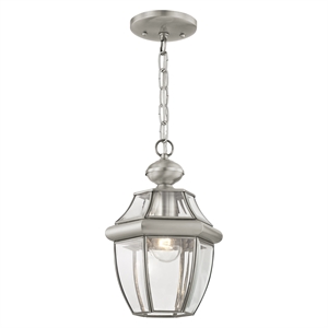Livex Lighting Monterey 1-Light Brass & Glass Outdoor Lantern in Brushed Nickel