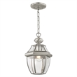 Livex Lighting Monterey 1-Light Brass & Glass Outdoor Lantern in Brushed Nickel