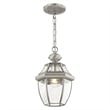 Livex Lighting Monterey 1-Light Brass & Glass Outdoor Lantern in Brushed Nickel