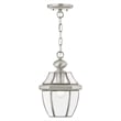Livex Lighting Monterey 1-Light Brass & Glass Outdoor Lantern in Brushed Nickel