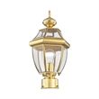 Livex Lighting Monterey 1-Light Brass Outdoor Post Top Lantern in Polished Brass