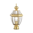 Livex Lighting Monterey 1-Light Brass Outdoor Post Top Lantern in Polished Brass