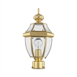 Livex Lighting Monterey 1-Light Brass Outdoor Post Top Lantern in Polished Brass