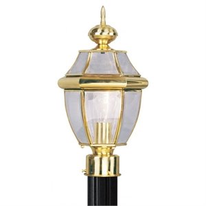 Livex Lighting Monterey 1-Light Brass Outdoor Post Top Lantern in Polished Brass