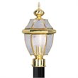 Livex Lighting Monterey 1-Light Brass Outdoor Post Top Lantern in Polished Brass