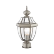 Livex Lighting Monterey 1-Light Brass Outdoor Post Top Lantern in Brushed Nickel