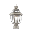 Livex Lighting Monterey 1-Light Brass Outdoor Post Top Lantern in Brushed Nickel