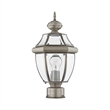 Livex Lighting Monterey 1-Light Brass Outdoor Post Top Lantern in Brushed Nickel