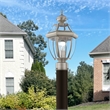 Livex Lighting Monterey 1-Light Brass Outdoor Post Top Lantern in Brushed Nickel
