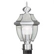 Livex Lighting Monterey 1-Light Brass Outdoor Post Top Lantern in Brushed Nickel