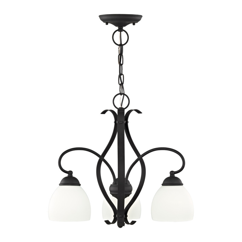 Livex Lighting 3 Light Black Convertible Chandelier/Semi Flush