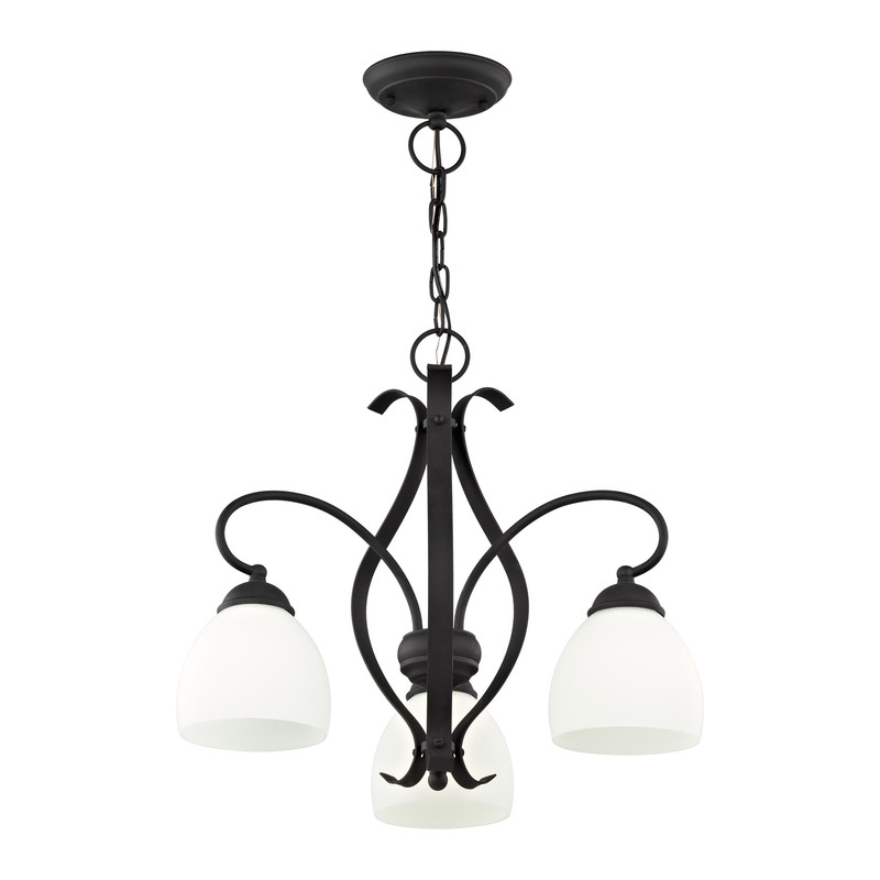 Livex Lighting 3 Light Black Convertible Chandelier/Semi Flush