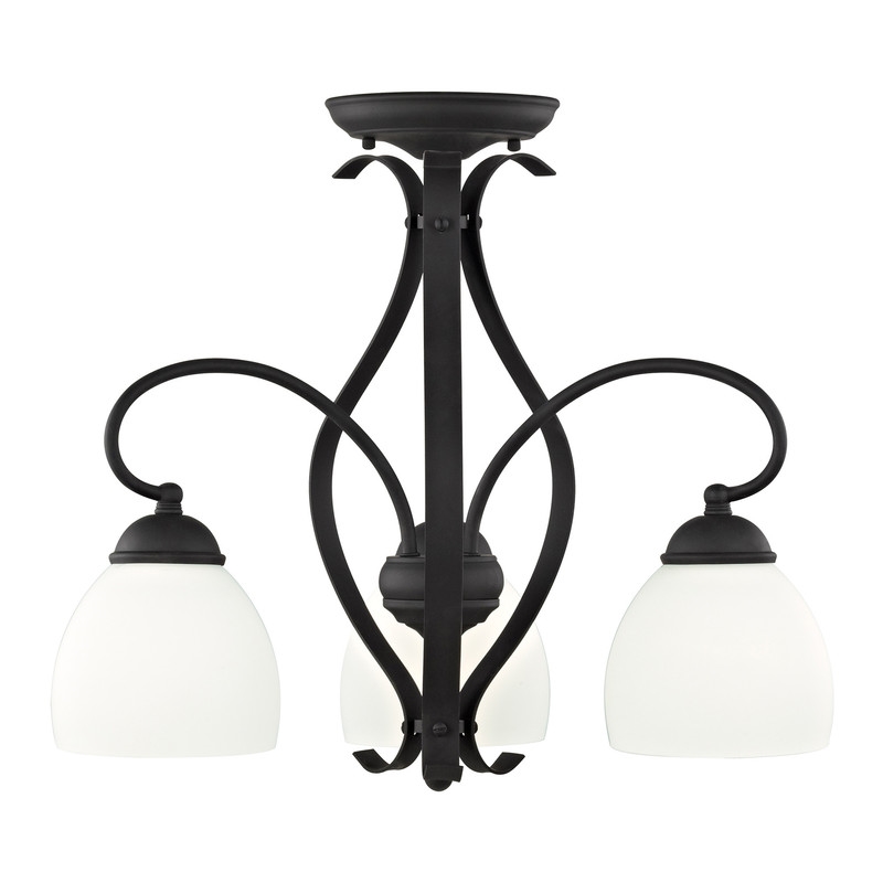 Livex Lighting 3 Light Black Convertible Chandelier/Semi Flush