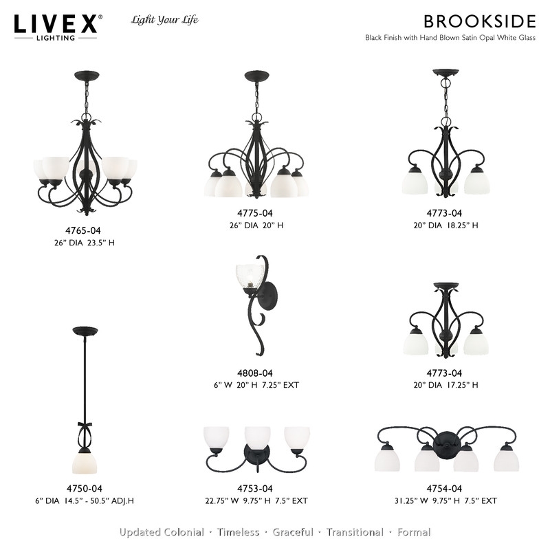 Livex Lighting 3 Light Black Convertible Chandelier/Semi Flush
