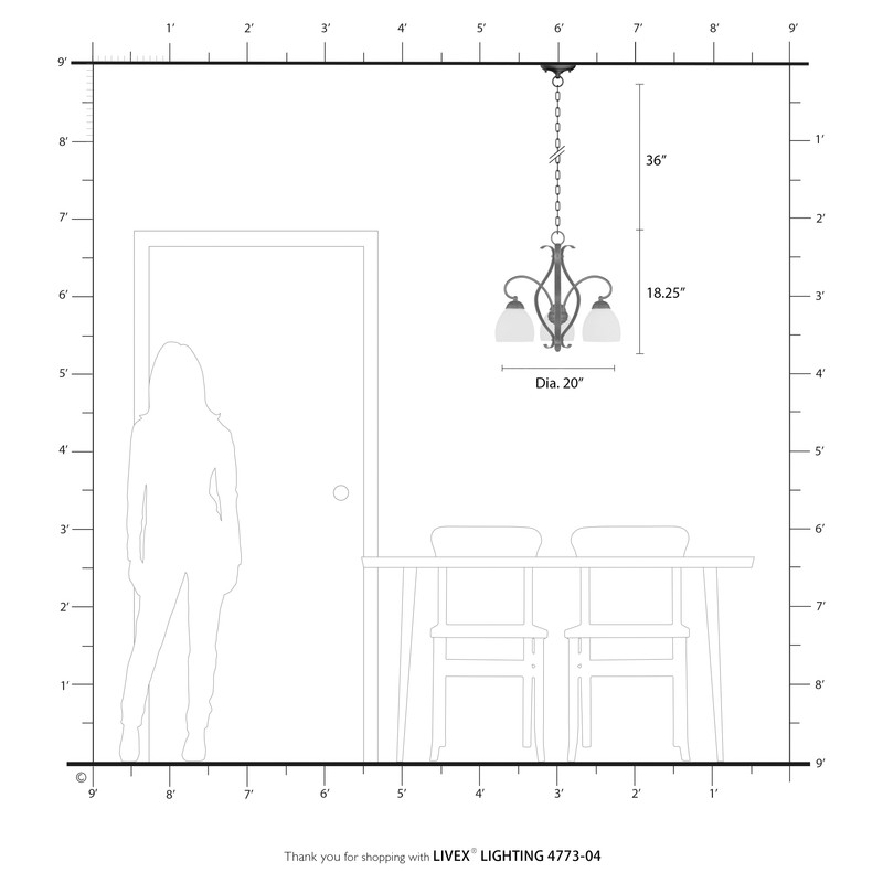 Livex Lighting 3 Light Black Convertible Chandelier/Semi Flush