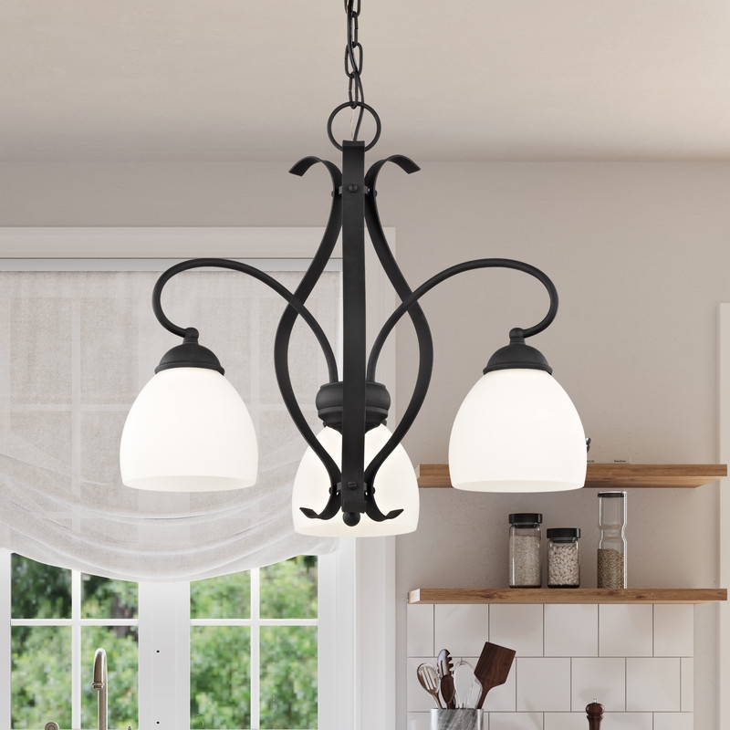 Livex Lighting 3 Light Black Convertible Chandelier/Semi Flush